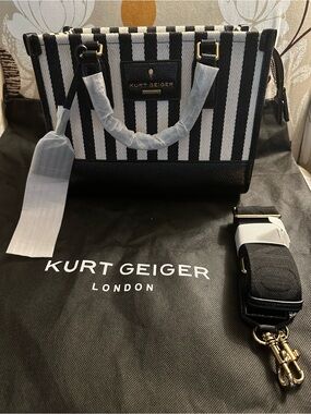 Kurt Geiger Black and White Chiswick Small Shopper Tote - NWT